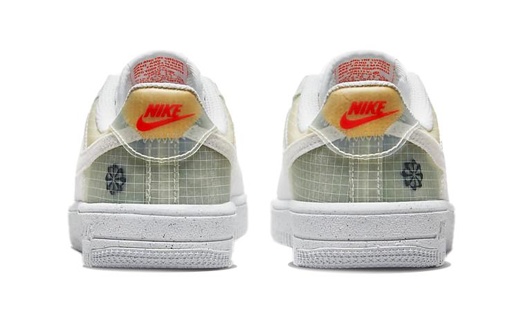 Nike Air Force 1 Carter Abrasion Resistant Low Top Skateboard Shoes White Orange Children Aged 3 7 Years Old DH4340-100