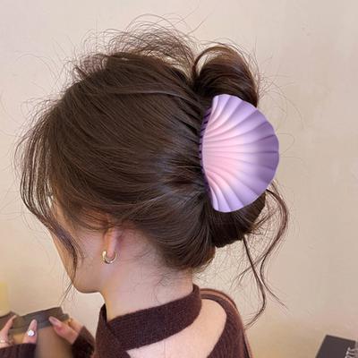 3Pcs/Set Hair Claw Shell Shape Gradient Color Matte Hair Clip Large
