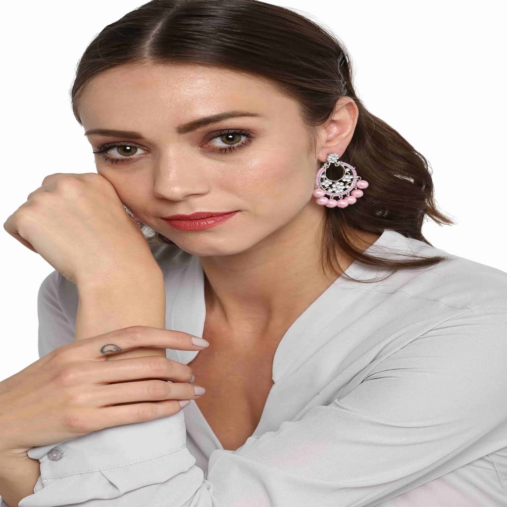 Boucles d'oreilles en métal et perles en laiton plaqué argent pour fille/femme (Or, Rose)