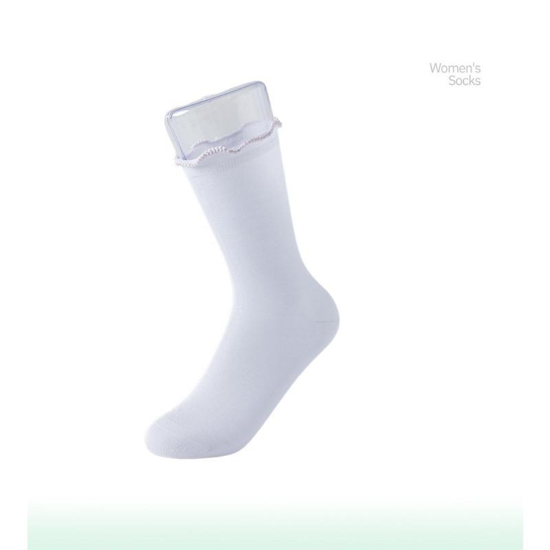 

Silk Stockings for Children in Summer Light Style, White with Black Fungus Lace, Thick Pile, Cool and Breathable Mid-calf Length Socks 1 pair світло-фіолетового кольору