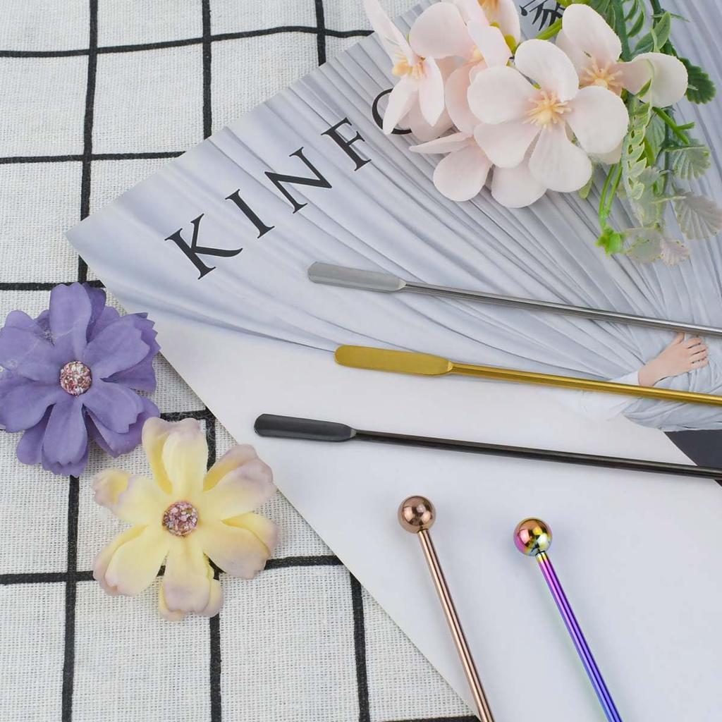 Coffee Stick Stainless Steel Swizzle Stick Reble Metal Stir Sticks Cocktail Coffee Drink Stirrer Spoon Beverage Cocktail Stirrers Stir with Small