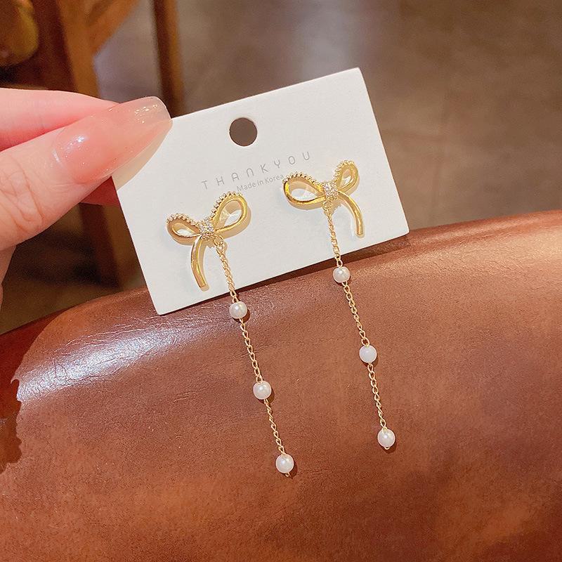 Exquisite S925 Silver Bow Earrings - Korean Micro-Inlaid Design