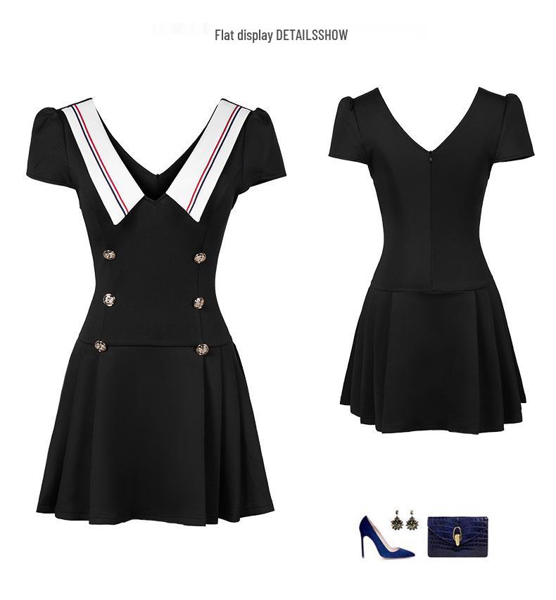 Sexy Low-Cut College Style Slim Fit A-Line Dress