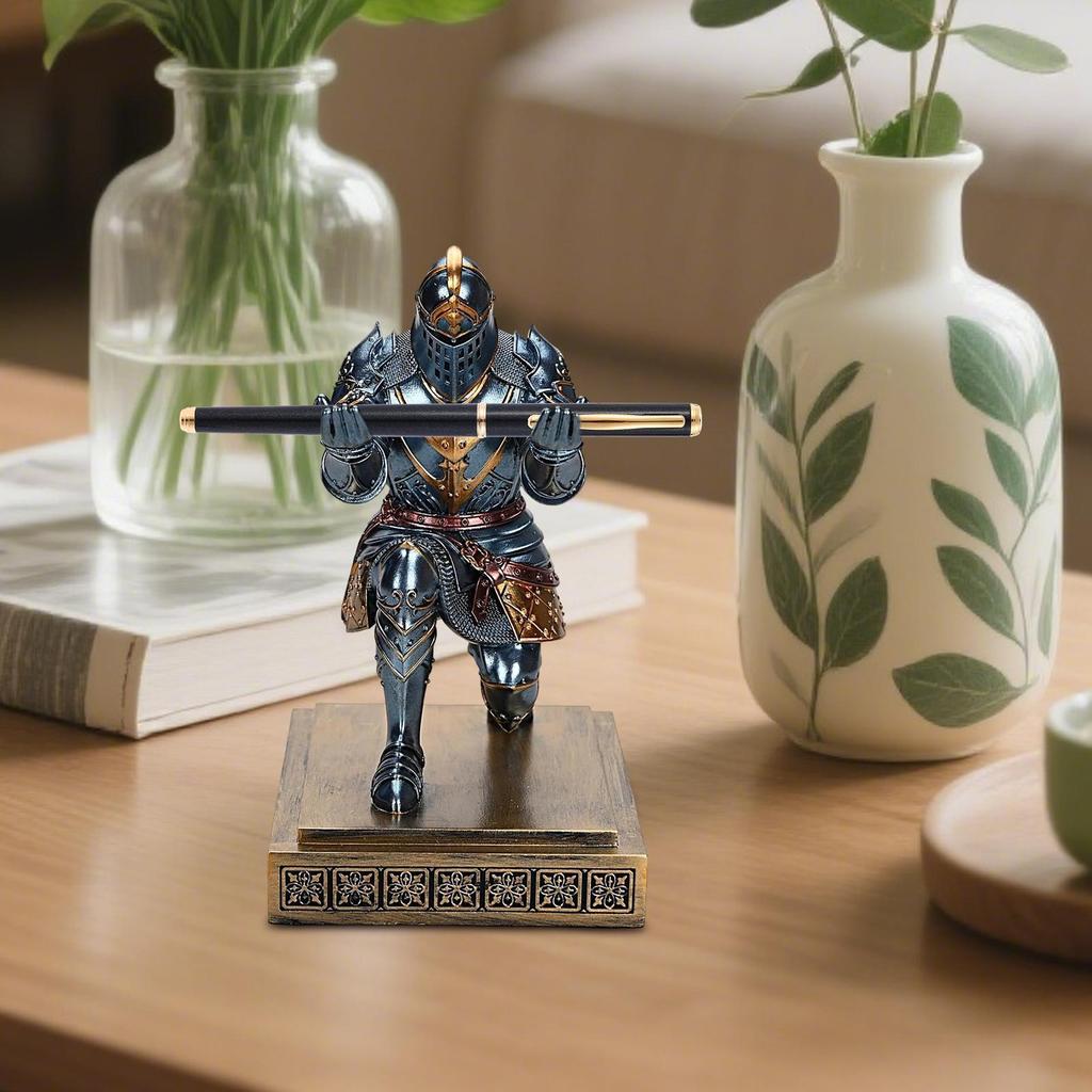 Knight Sculpture Pen Holder Unique Desk Organizer for Artist Teacher Workplace Stationery Pencil Brush Markers Office Decor