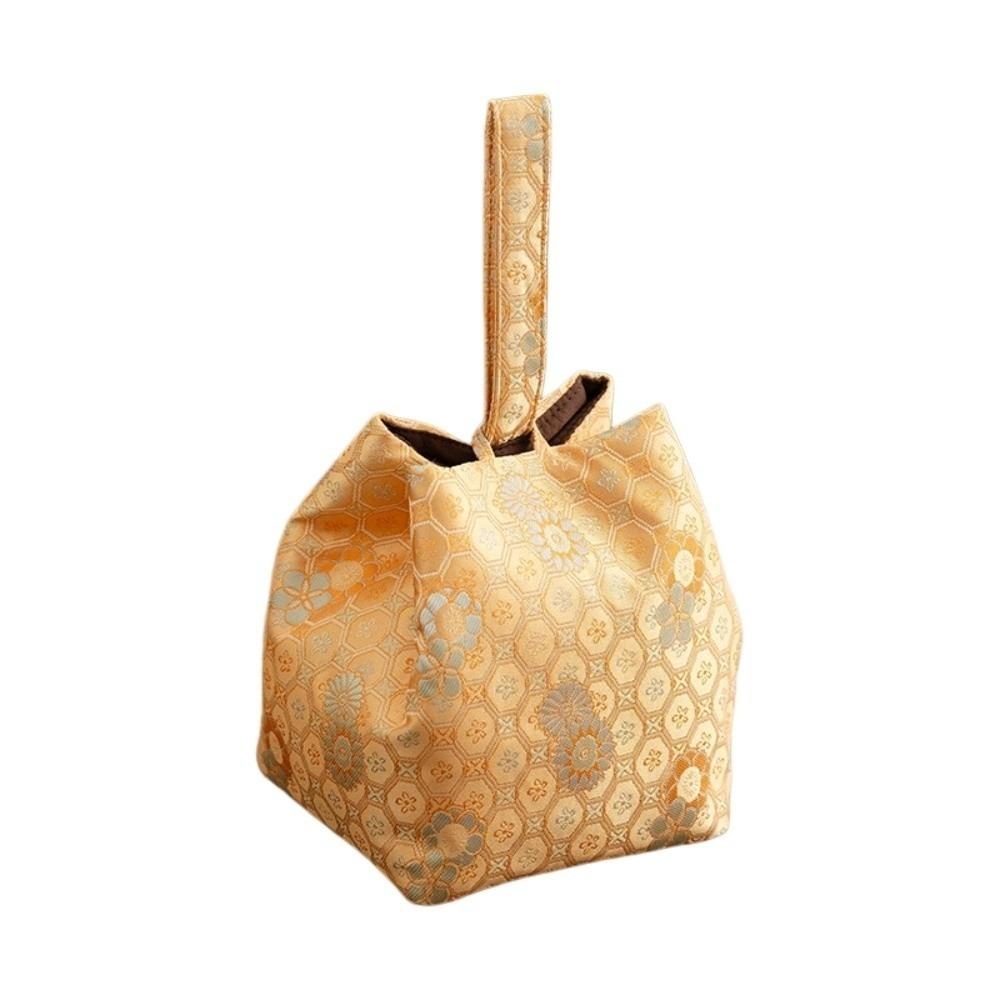 

Print Teacup Teapot Drawstring Pouch Chinese Style Embroidered Handbag Storage Bag Style 2