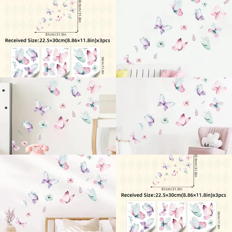 Colorful Butterflies Wall Stickers for Kids Room on Wall Decoration Children Girls Room Wall Decals Bedroom Decor for House