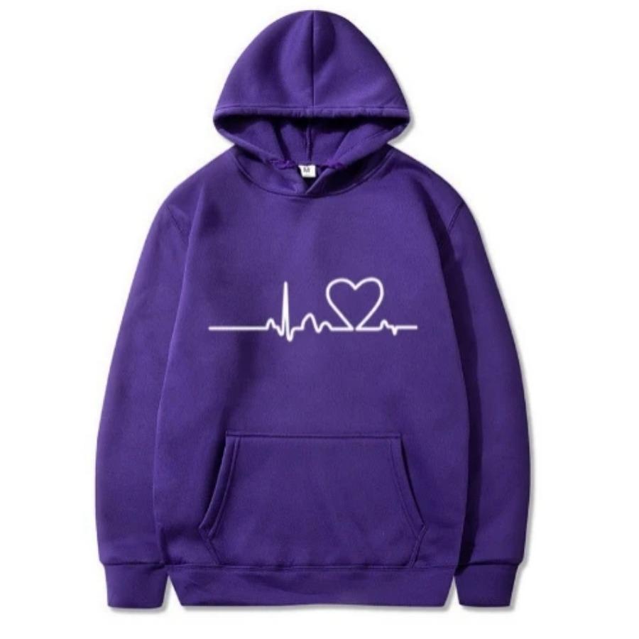 

Новая женская повседневная толстовка с капюшоном осень/зима с принтом сердцебиения, мужская свободная толстовка с капюшоном для пары, женская толстовка с капюшоном, уличная одежда XXXL фуксия