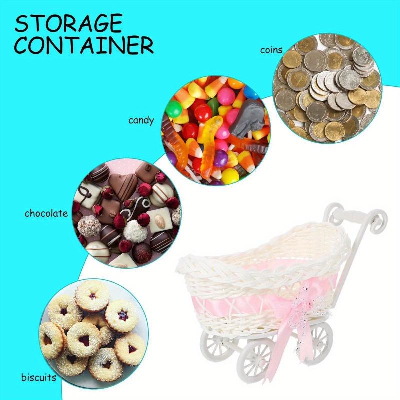 Kawaii Puppenkorb Geflochtener Aufbewahrungskorb Vitrine Süßigkeitenbehälter Niedlicher Rosa Tisch-Einkaufskorb Geschenkwagen Dekorationskasten Regal
