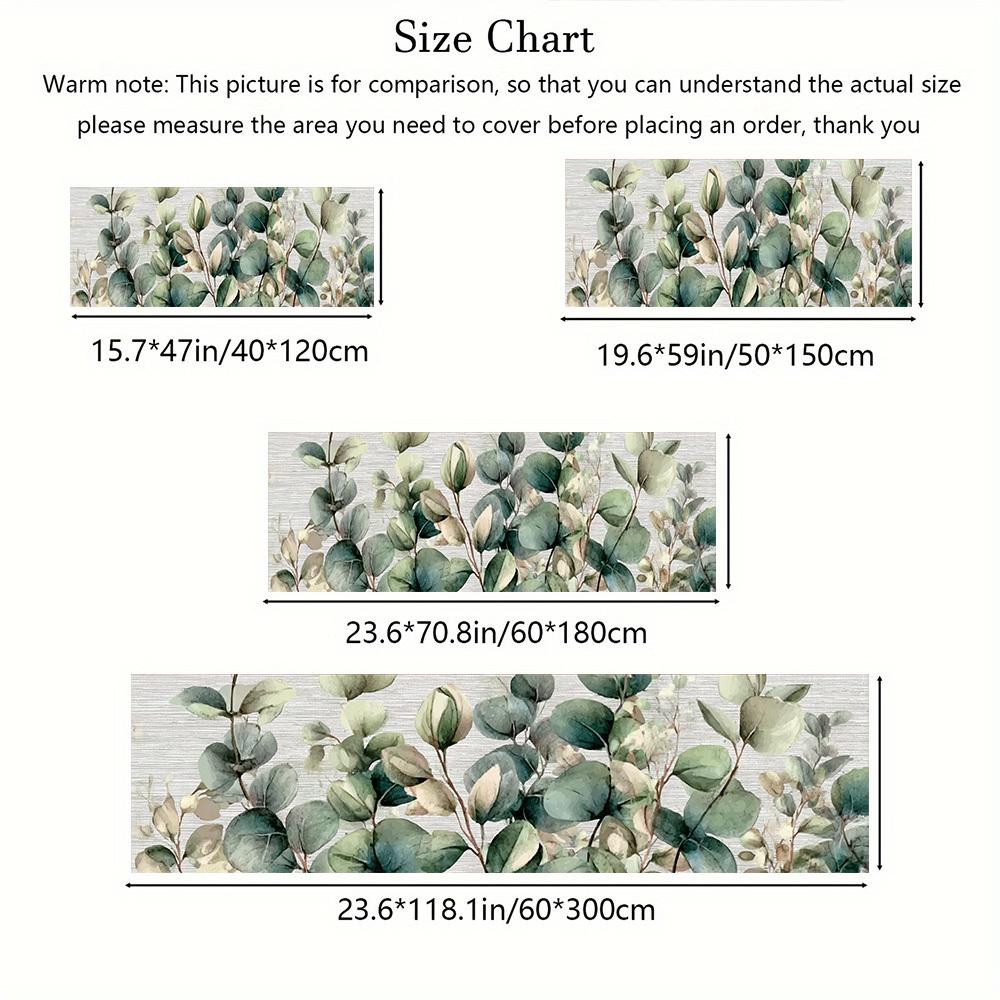 1Pcs Pastoral Style Fresh Eucalyptus Leaf Floor Non-Slip Washable Area Rug Runner for Entryway, Living Room, Bedroom & Patio