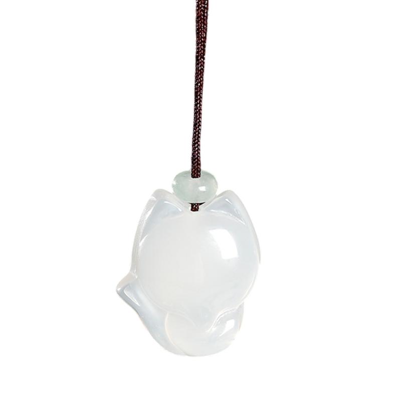 Элегантный кулон-ожерелье из ледяного халцедона Натуральный камень Цепочка на ключицу Идеально для повседневного ювелирного аксессуара