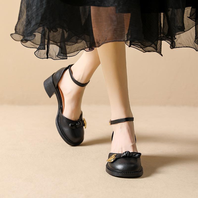 Yuexinwang leather flat for Huizhou women's shoes heels hollow cool slippers women's new summer high-heeled sandals