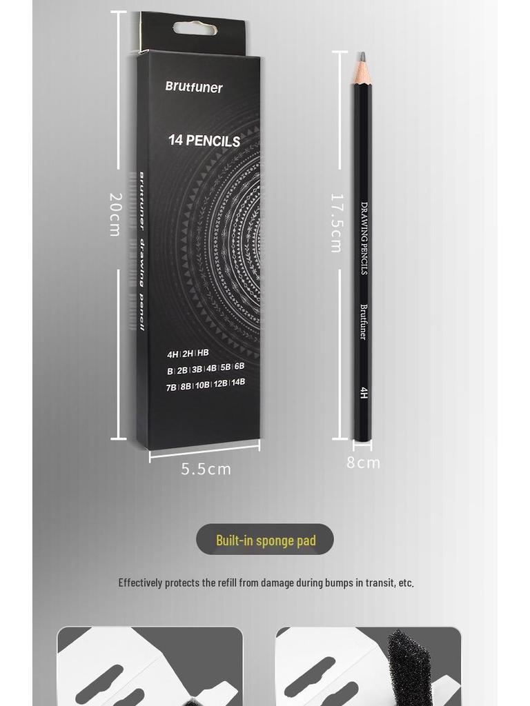 Ben Fan'er 14-Piece Sketch Pencil Set, 4H-14B for Students & Professional Art Drawing