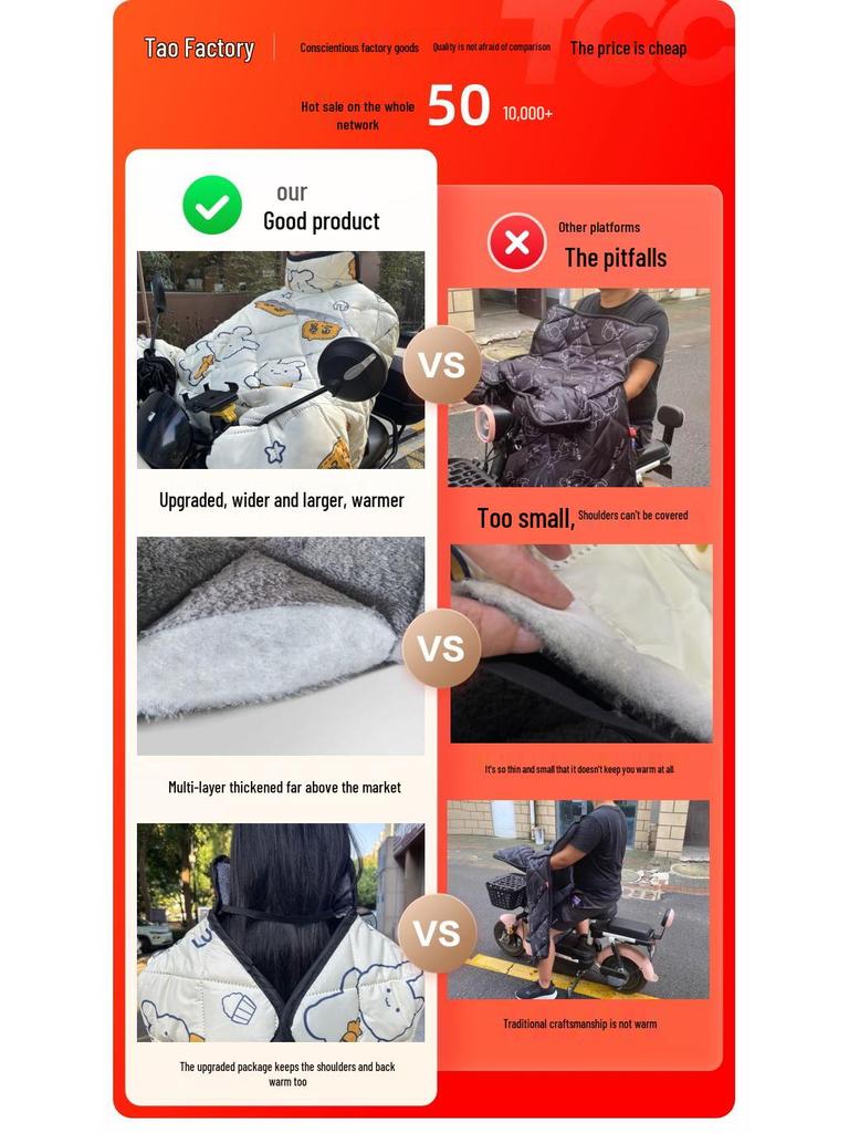 Universal Electric Vehicle Windshield - All-Season, Thick Fleece, Windproof, Waterproof, for Motorcycles