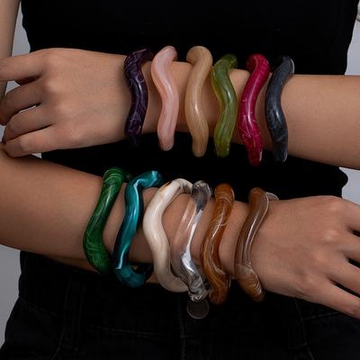Dopamine Smudge Pattern Acrylic Open Bracelet Light Luxury High Sense Bracelet Wind Irregular Jewelry Women
