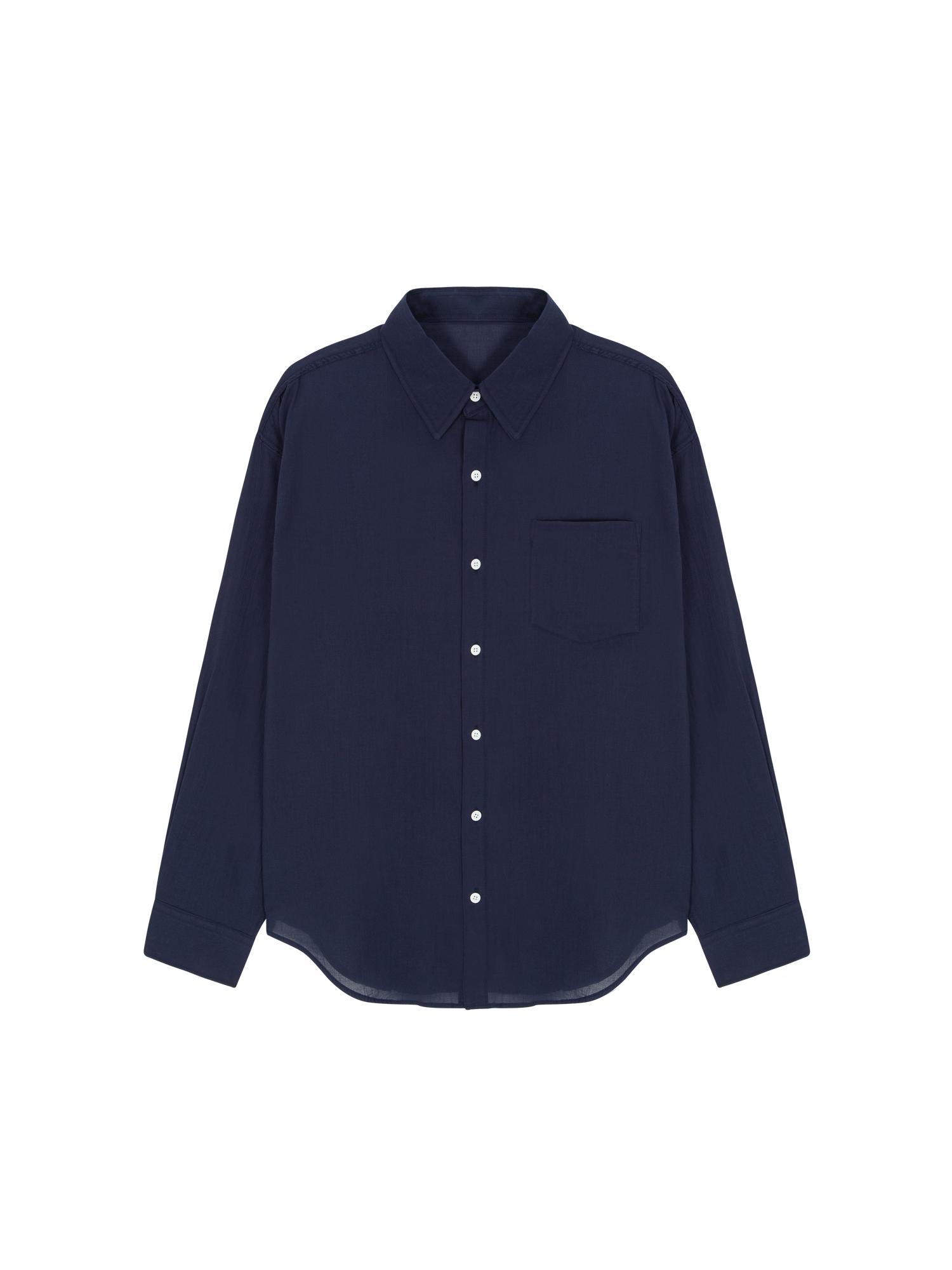Salad Basket Sheer Cotton Shirt - Navy Free