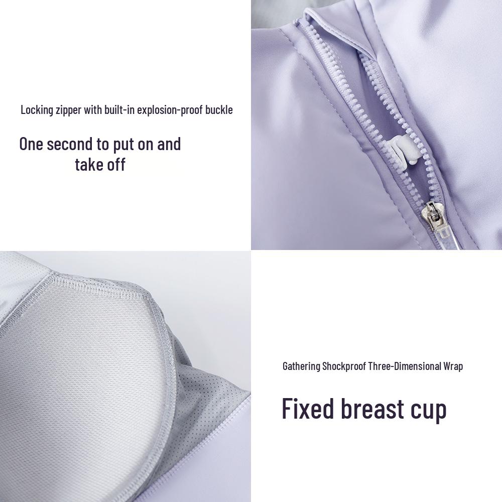 Premium Front Zipper Sports Bra - Shockproof High-Impact with Built-in Cups & Stylish Back Design for Women