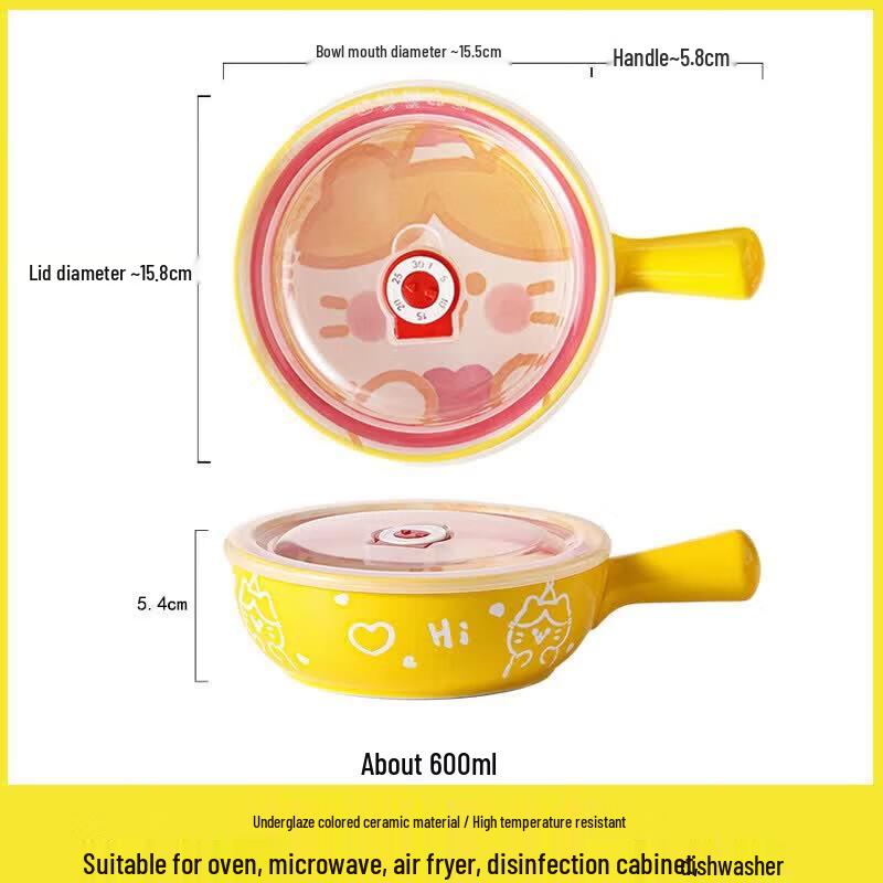 Cartoon Ceramic Multi-use Bowl with Handle