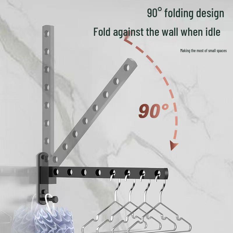 Wall-Mounted Folding Clothes Hanger for Indoor/Balcony/Bathroom