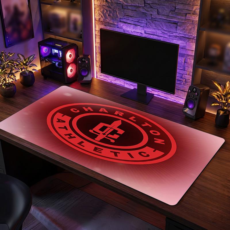 Charlton Athletic FC Theme Pattern Mouse Pad, Soccer Logo Design XXL Gaming Desk Mat Non-Slip Computer Mouse Pad