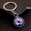 Kulatý svítící krystal zvěrokruhu Keychain - Panna & Lev