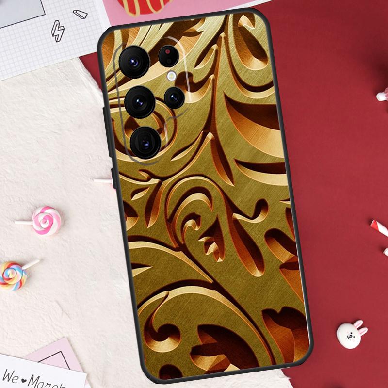 Gold Floral Pattern Case For Samsung Galaxy S20 FE S21 S22 S23 Ultra S9 S10 Note 10 Plus Note 20 Ultra Cover