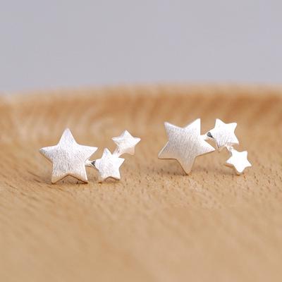 925 Sterling Silver Star Stud Earrings For Women Elegant Wedding Jewelry Pendientes Mujer Moda Brincos Eh907