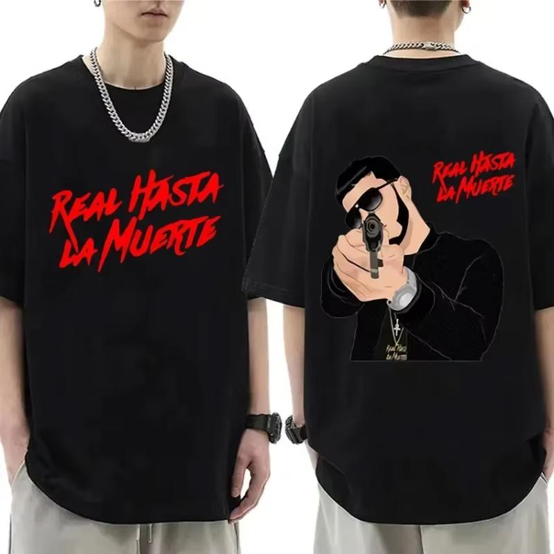 2025 Rapper Anuel AA Real Hasta La Muerte Print T-shirt Hip Hop Oversized Short Sleeve T Shirt Men Women Fashion Cotton T Shirts
