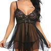 European & American Sheer Lace Lingerie Nightgown