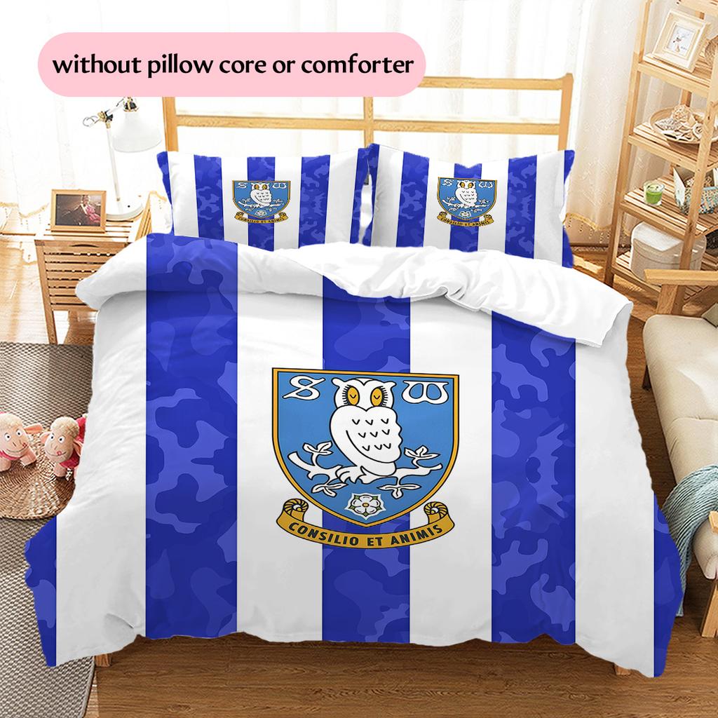 Sheffield Wednesday F.C Pattern Bedding Quilt Set Home Decoration Gift (1 * Duvet Cover + 2 * Pillowcase Without Core)