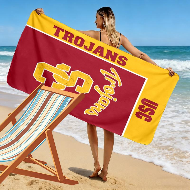 USC Trojans Print Beach Towel, Large Soft Quick Dry Towel for Beach Camping Swimming