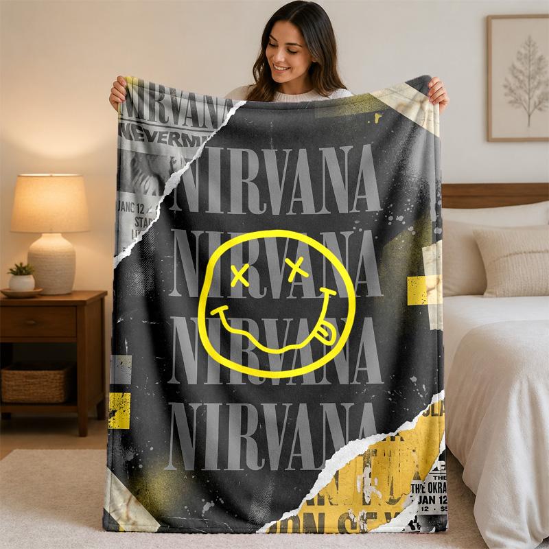 Coperta in Flanella con Stampa Nirvana Morbida e Leggera Coperta Plaid in Peluche per Letto Divano Uso Domestico