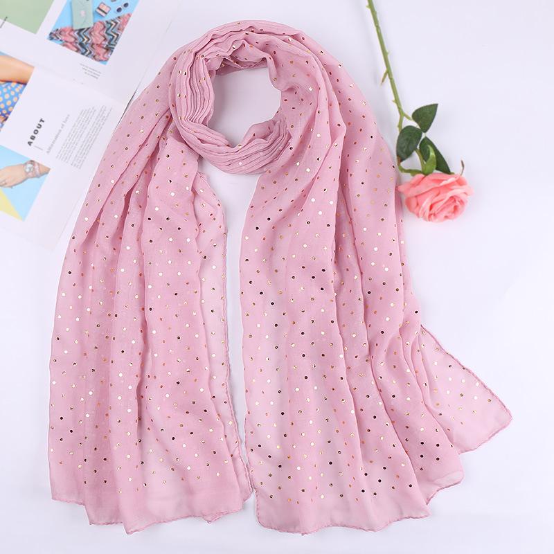 Women Plain Lurex Glitter Loop Dot Viscose Scarf Ladies Shimmer Shawls and Wraps Pashmina Stole Muslim Hijab Sjaal 180*70Cm