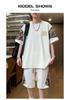 Men's Casual Loose Cartoon Bear Patchwork T-shirt and Shorts Set
