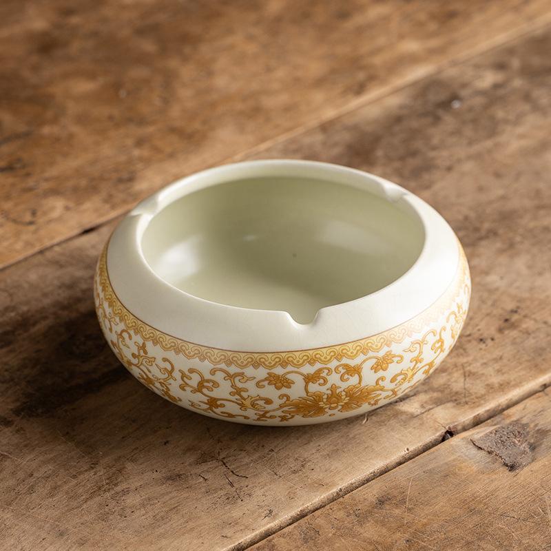 Ceramic Ru kiln ashtray creative mini ashtray Chinese practical easy to clean ashtray small personality trend