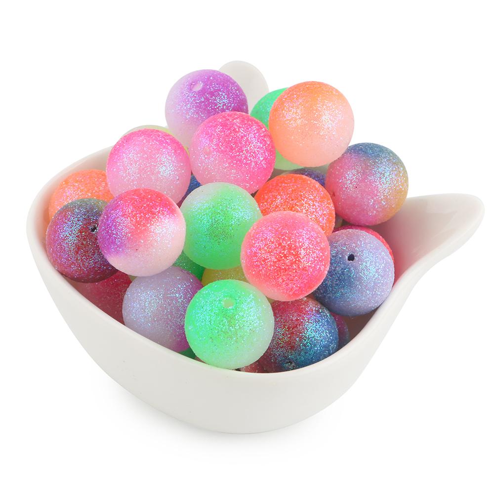 20Pcs Mix Colors 20mm Round Acrylic Beads Loose Rhinestone Bead Sugar Beads For Jewelry Making DIY Handmade Crafts Accessories