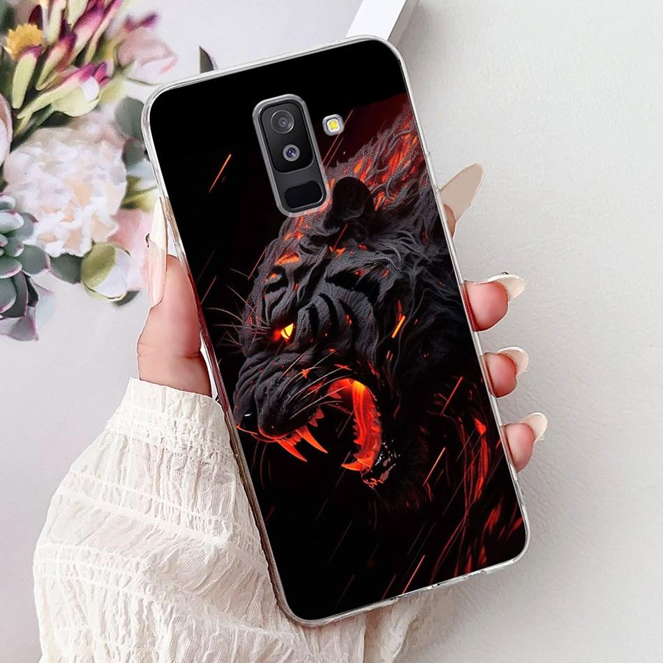 For Samsung Galaxy A6 Plus 2018 Phone Case On Samsung A6+ (2018) A6 A600F A605G Elegant Floral Cat Soft Silicone Clear TPU Cases