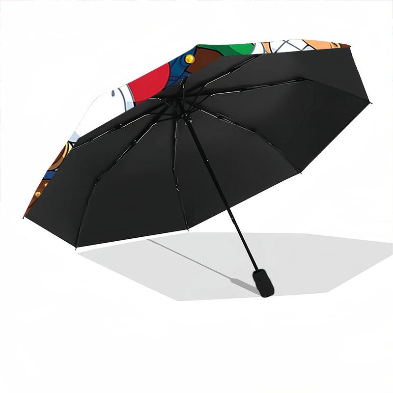 1pc Super Mario Bros Adventure Pattern Automatic Cartoon Umbrella is Fashionable and Good-Looking, a Portable 3-Fold Umbrella, Suitable for Travel and