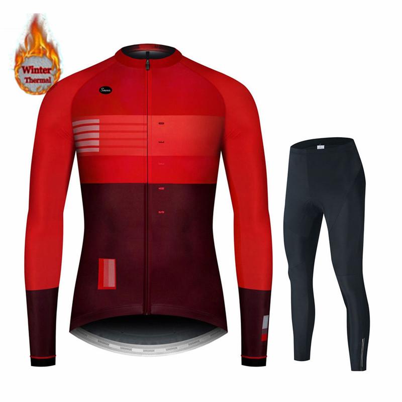 Long Sleeve Winter Cycling Clothing for Men, MTB Jersey, Thermal Fleece, Bib Pants Set, Triathlon, Spain
