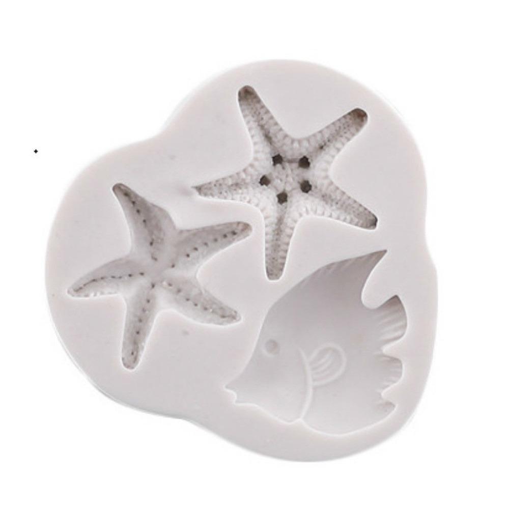 5 Stück DIY Hübsche Muschel Seestern Schneckenhaus Silikon Schokoladenform Fisch Meerjungfrauenflosse Fondant Kuchen Dekorationswerkzeuge Ton Harz Kunstformen