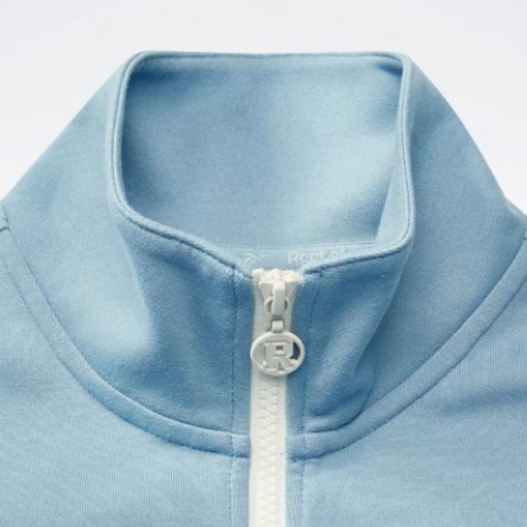 Reebok Letter Print Sports Casual Half-Zip American Knit Sweatshirt Women Sweatshirt Blue Purple 24SRC304WGB4