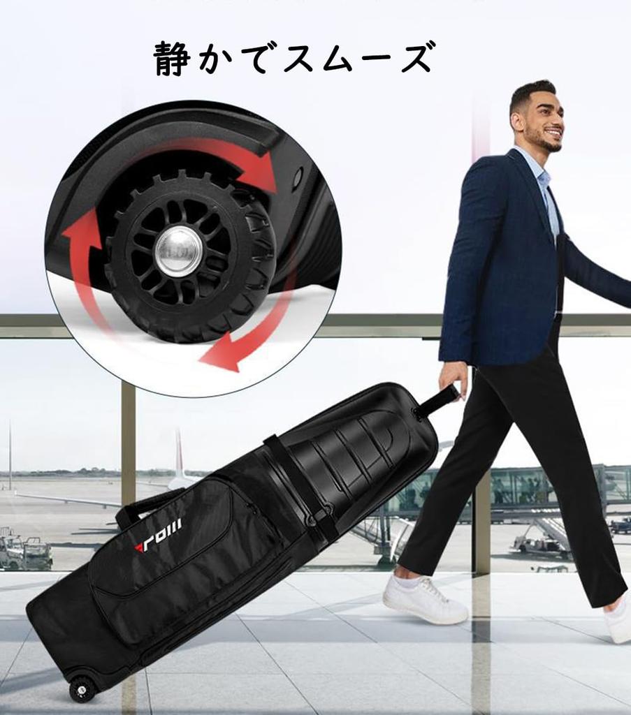FMAFNLY Golf Bag Golf Travel Cover with Hard Foldable Golf Airline Golf Black P Cover, Wheels, Shell, Bag, Bag, Waterproof, Wear-Resistant,
