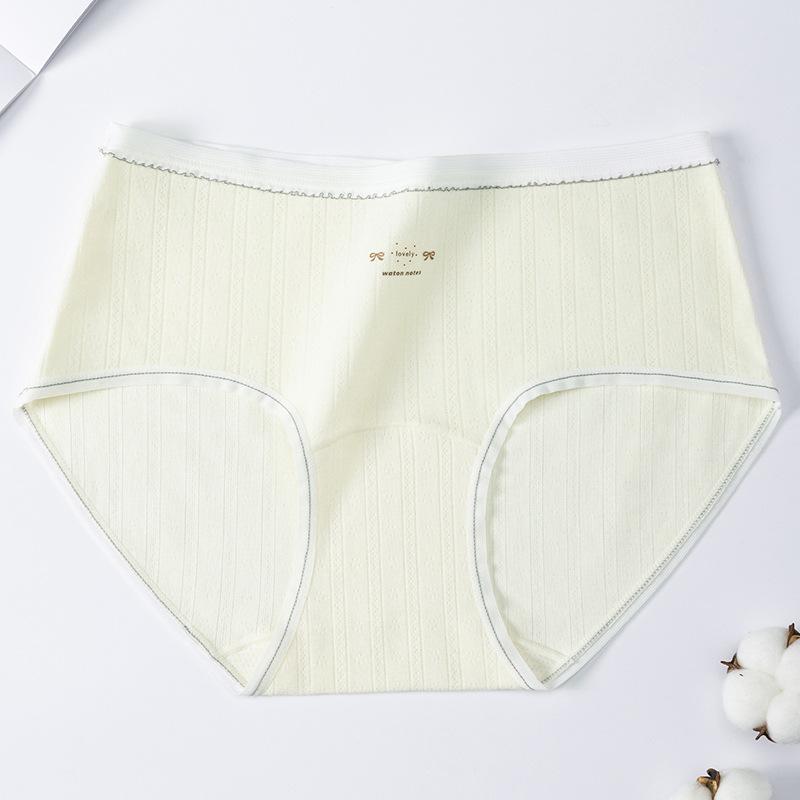 Women's Spring and Autumn Color Yarn Cotton 10A Bacteriostatic Extended Crotch High Shot Middle Waist Triangle Briefs