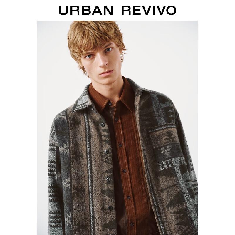 UR Men's Retro Pattern Long-Sleeve Casual Shirt