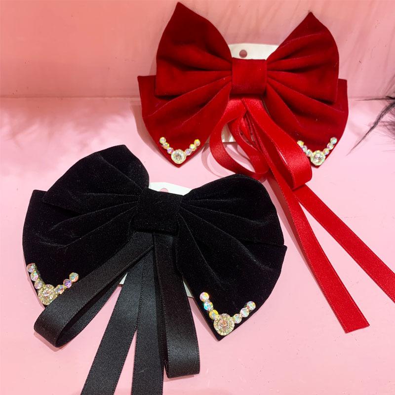 Red Big Bow Bride Wedding Engagement Toast Headgear Fugitive Princess Hair Accessories New Year Head Flower High-End Hairpin