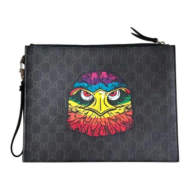 

Gucci Classic Logo Owl Print Coated Canvas Clutch Men clutch Black 547084-91KAN-1087 Basic Set (Bag+Dust Bag)