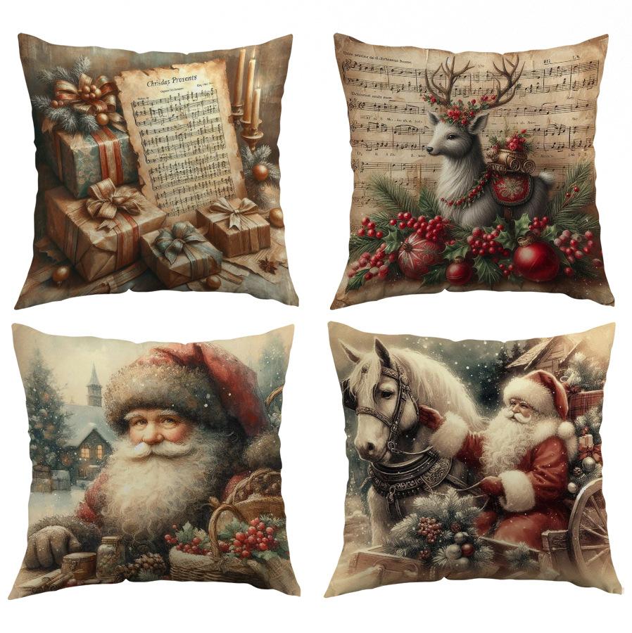 European Christmas Pillow Cushion Creative Home Linen Plush Bedside Sofa Pillow Case