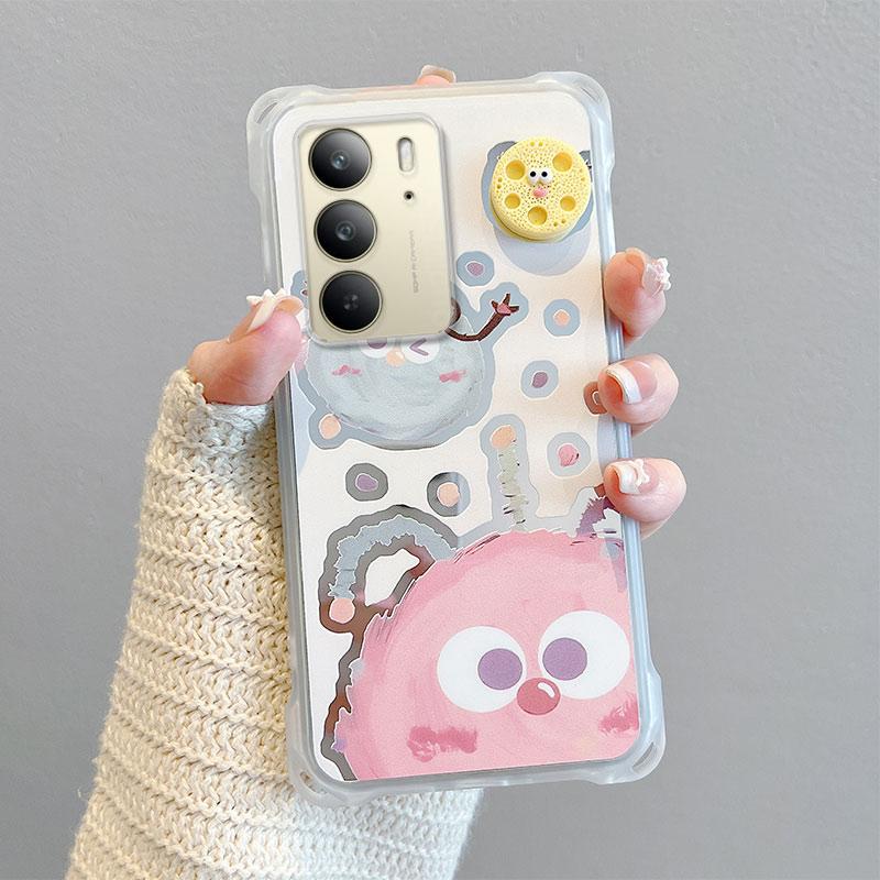 KEYSION Handyhülle mit Umhängeband für Realme C75 C75x Niedliche Cartoon-Lanyard-Spiegel-Stoßfeste Hülle für OPPO Realme C71