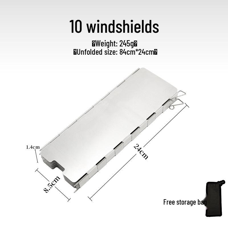 Ultra-light Aluminum Alloy Camping Stove Windscreen - Windproof, Folding with Pins, Available in 8, 10, 12 Pieces
