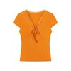 Short-sleeved t-shirt women's new summer short-sleeved slim-fit lace splicing beautiful V-neck small top