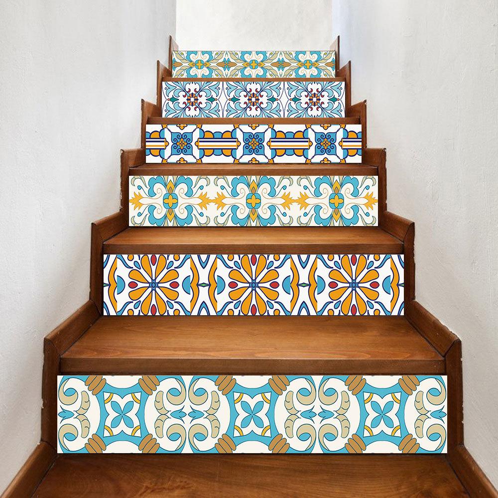 Creative Tile Self-Adhesive Staircase Sticker, Living Room Diy Decoration Home Waterproof And Anti-Fouling Wall Sticker 6 Pieces